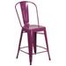 24'' High Metal Indoor-Outdoor Counter Height Stool with Back - 17.75"W x 22"D x 40.25"H