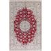 Floral Red Nain Persian Area Rug Handmade Oriental Medallion Carpet - 6'6" x 9'7"