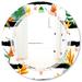 Designart 'Retro Tropical Leaves II' Printed Modern Round or Oval Wall Mirror - Triple C - Multi