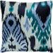 Dobra Blue Embroidered Ikat Throw Pillow Cover (22" x 22")