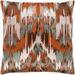 Virgil Brown & Green Embroidered Ikat Poly Fill Throw Pillow (20" x 20")