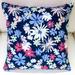 Artisan Pillows 20-inch Indoor Ink Outburst Flowers in Navy Blue Pillow Cover