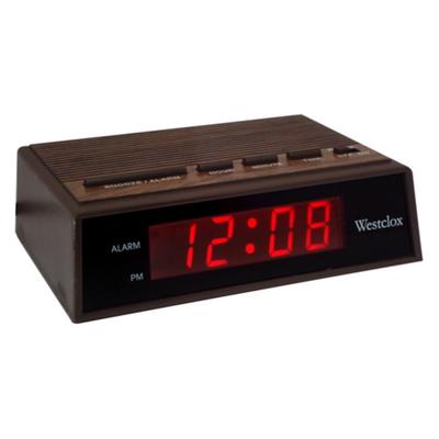 Westclox 0.6" LED Display Snooze Woodgrain Electric Alarm Clock 22690