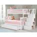 Columbia Staircase Bunk Bed Twin over Full with Twin Trundle in White