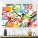 Designart 'Retro Floral Botanical I' Oversized Mid-Century wall clock - 3 Panels - 36 in. wide x 28 in. high - 3 Panels