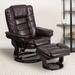 Contemporary LeatherSoft Recliner with Horizontal Stitching and Ottoman