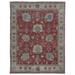 FineRugCollection Hand-knotted Fine Peshawar Red and Beige Wool Rug (7'9 x 9'9) - 7'9 x 9'9