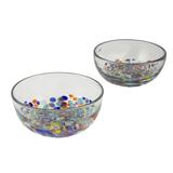 NOVICA Handmade Blown Confetti Festival Bowls, Set of 2 (Mexico) - 2.6*5.5