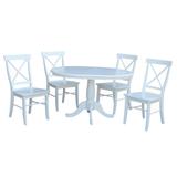 International Concepts 36" Round Extension Dining table with 4 X-back Chairs - Set of 5