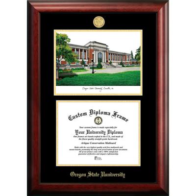 Oregon State University 11w x 8.5h Gold Embossed Diploma Frame with Campus Images Lithograph