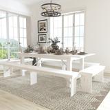 8' x 40" Antique Rustic Folding Farm Table and Four Bench Set