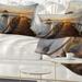 Designart 'Brown Wooden Pier in Evening' Seashore Photo Throw Pillow