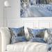 Designart 'Snowy Blue Winter' Landscape Photography Throw Pillow