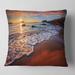 Designart 'Stunning Ocean Beach at Sunset' Seashore Throw Pillow
