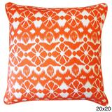 Jiti Orange Trevol Ikat Southwestern Cotton Accent Pillow