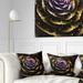 Designart 'Perfect Fractal Flower in Gold and Purple' Floral Throw Pillow
