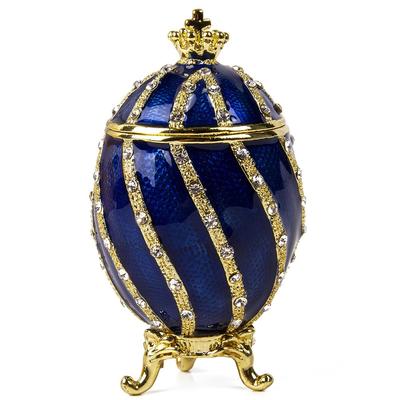 Imperial Faberge Winding with Crown Egg / Jewelry Box in Blue (Small)