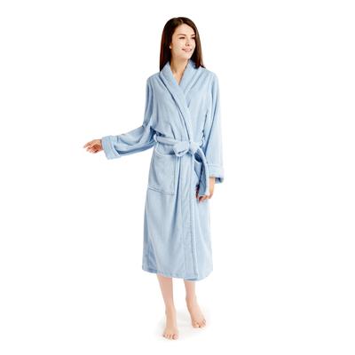 INK+IVY Cotton Solid Terrycloth Cotton Bathrobe-Blue