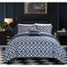 Chic Home Gabi 8-Piece Reversible Navy Ikat Duvet Cover and Sheet Set