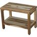 HomeRoots 24" Teak Rectangular Shower Outdoor Bench With Shelf In Natural Finish