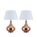 Aspen Creative Two Pack Set 23" High Glass Table Lamp, Red Copper with Chrome Base and Hardback Empire Lamp Shade in White