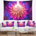 Designart 'Bright Pink Fractal Flower on Blue' Floral Wall Tapestry