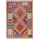 Shahbanu Rugs Colorful Reversible Flat Weave Afghan Kilim Pure Wool Hand Woven Oriental Rug (2'10" x 4'2") - 2'10" x 4'2"