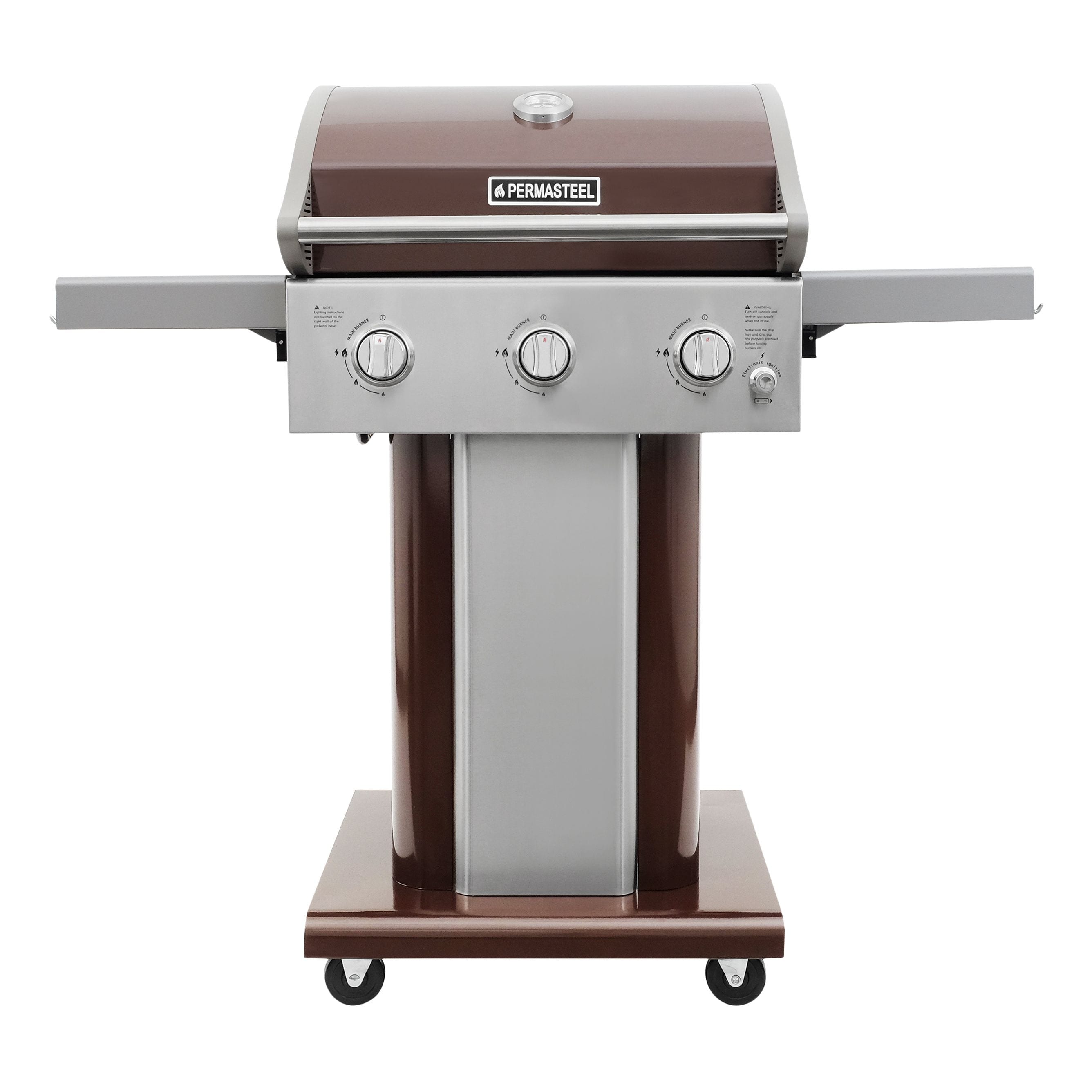 Permasteel 3-Burner Propane Gas Grill with Foldable Side Shelves