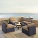 Biscayne 5-piece Mist Wicker Outdoor Seating Set of Four Center Chairs and Ashland Firepit