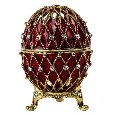 Imperial Faberge Openwork Mesh Egg / Jewelry Box in Red