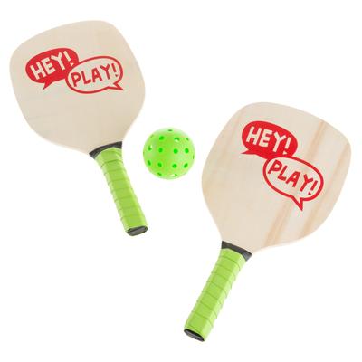 Paddle Ball Game Set – Pair of Lightweight Beginner Rackets, Ball and Carrying Bag for Indoor or Outdoor Play by Hey! Play!