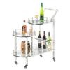 Serving Bar Cart Tea Trolley, 3 Tier Shelves on Rolling Wheels, Mobile Liquor Bar for Wine Beverage Dinner Party
