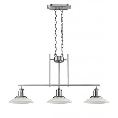 Contemporary Brushed Nickel 3-light Island/Pool Table Light