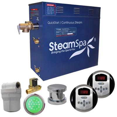 SteamSpa Royal 4.5 KW QuickStart Steam Bath Generator Package with Built-in Auto Drain in Polished Chrome