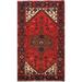 Geometric Tribal Hamedan Persian Area Rug Wool Handmade Red Carpet - 3'2" x 4'9"