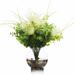 Enova Home Artificial Fake Peony Silk Flowers and Eucalyptus Grasses Arrangement in Clear Glass Vase with Faux Water for Decor