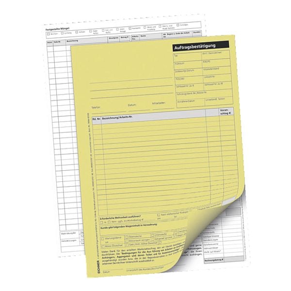 EICHNER 4x je 25 Werkstattauftragskarten DIN A4 gelb Image