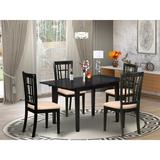 East West Furniture Butterfly Leaf Solid Wood Dining Set Wood/Upholstered in Black/Brown | 29 H in | Wayfair NONI5-BLK-C