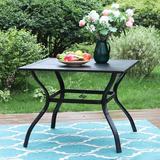 Lark Manor™ Alyah Square 4 - Person 37" Long Outdoor Dining Set w/ Cushions & Umbrella Metal in Black | 37 W x 37 D in | Wayfair