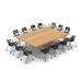 TeamWORK Tables 14 Person Conference Meeting Tables w/ 14 Chairs Complete Set Wood/Steel in Brown/Gray | 30 H x 120 W x 90 D in | Wayfair 7379