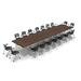 TeamWORK Tables 18 Person Conference Meeting Tables w/ 18 Chairs Complete Set Wood/Steel in Brown/Gray | 30 H x 120 W x 60 D in | Wayfair 7372