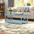 Beachcrest Home™ Darek 4 Legs Coffee Table w/ Storage Wood in White/Blue | 17.75 H x 39.5 W x 21.75 D in | Wayfair EC94912C1A734A2094A8C0D863ECD84B