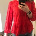 Madewell Tops | Madwell Eyelet Blouse | Color: Red | Size: S