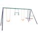 Isabelle & Max™ Swing Set w/ Gymnastic Rings & 4 Seats Steel Plastic/Metal in Blue/Green/Orange | 70.9 H x 149.6 W x 61.4 D in | Wayfair