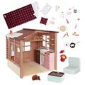 Our Generation Puppenhaus mit Puppenzubehör – Winter Holz Waldhütte mit Kamin, Küche, Bett – Puppen Zubehör Weihnachten, Spielzeug Möbel Set ab 3 Jahren
