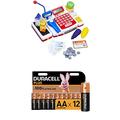 Simba 104525700 - Supermarktkasse mit Scanner Kinderspiel + Duracell Plus AA Alkaline-Batterien, 12er Pack