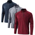 ATHLIO Men's 1/4 Zip Quick Dry Cool Dry Active Sporty Shirt Top, 3pack(dqz01) - Slate Grey/Spacedye Grey/Deep Red, Medium