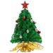 Joiedomi 17.7 in. Tall Green & Red Plastic Prelit Tabletop Christmas tree with Gold DIY Kits - 7.2"W x 7.1"L x 17.7"H