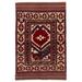 ECARPETGALLERY Hand-knotted Tajik Caucasian Cream, Red Wool Rug - 4'0 x 5'11