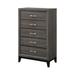 5 Drawer Transitional Chest with Chamfered Feet and Curved Handles, Gray